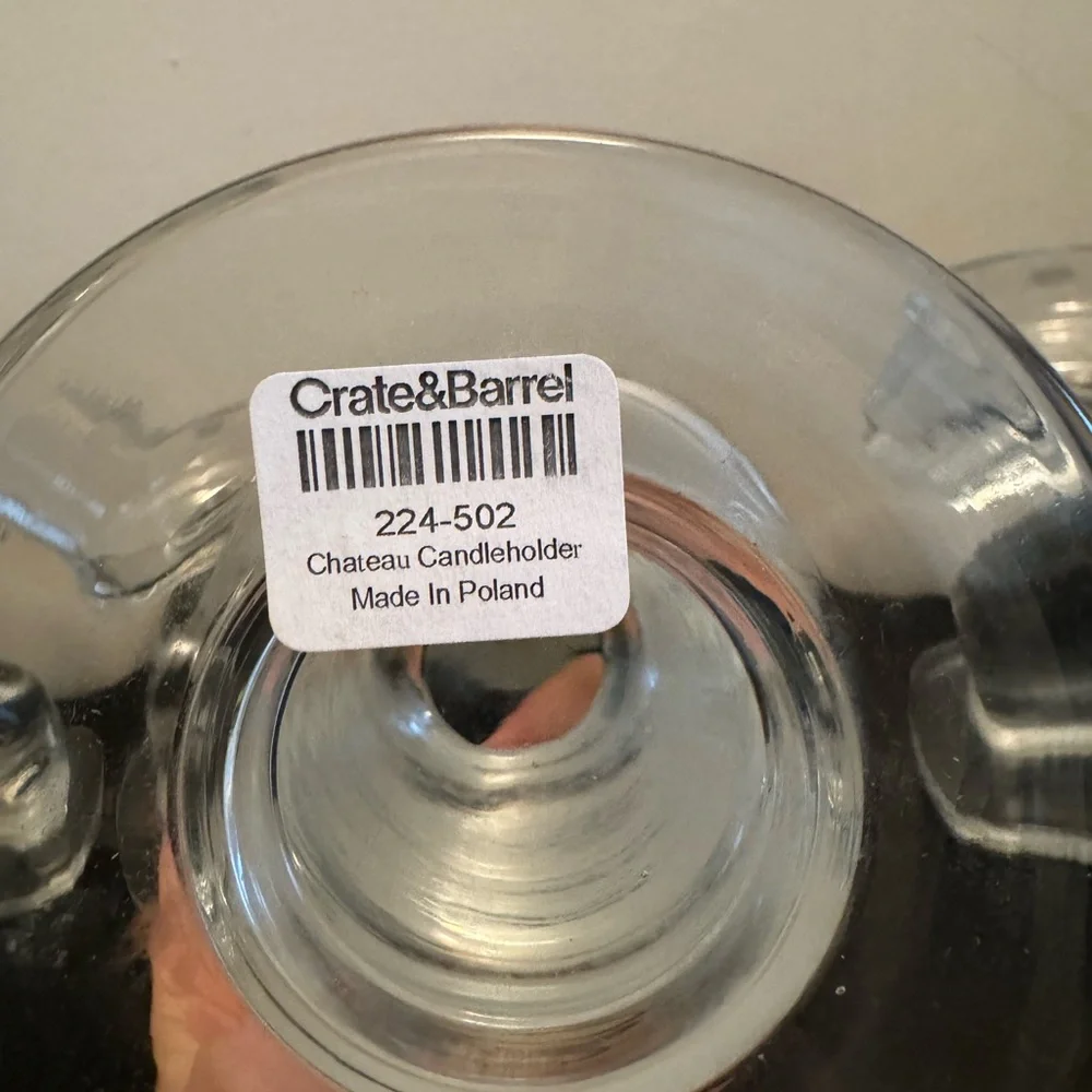 Set of 4 Crate&Barrel Clear Glass Chateau Candleholder